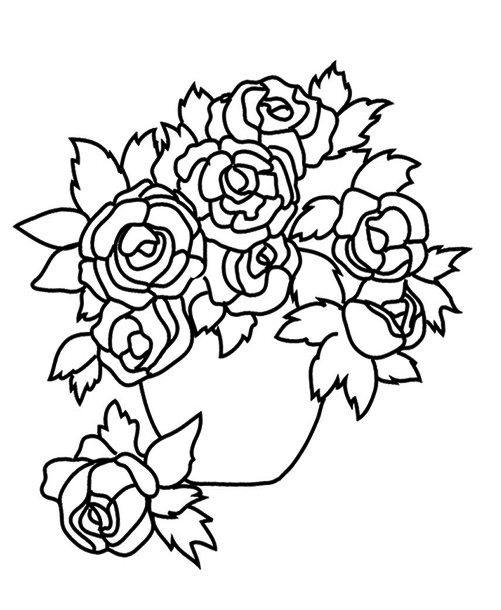 Coloriage d'un bouquet de fleurs variées sur fond simple