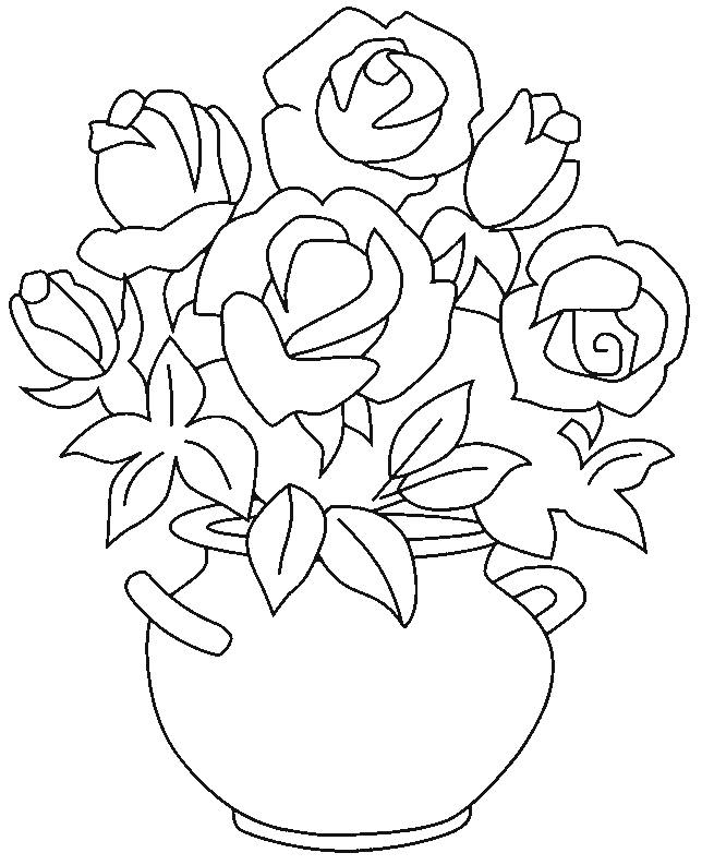 Coloriage d'un bouquet de fleurs variées sur fond blanc Coloriage d'un bouquet de fleurs variées sur fond blanc