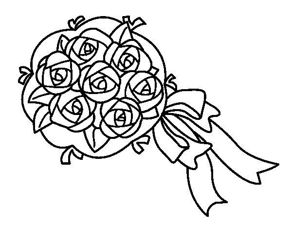Coloriage d'un bouquet de fleurs sur fond blanc