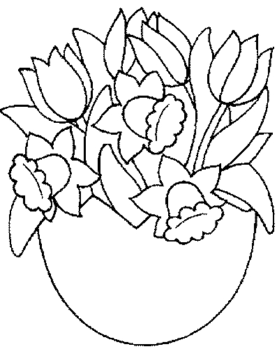 Coloriage d'un bouquet de fleurs avec plusieurs variétés en pleine floraison