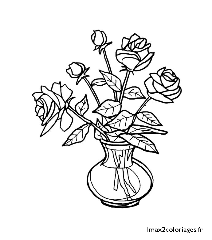 Coloriage d'un bouquet de fleurs varié sur fond simple Coloriage d'un bouquet de fleurs varié sur fond simple