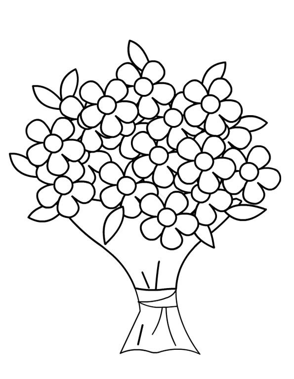 Coloriage d'un bouquet de fleurs dans un vase