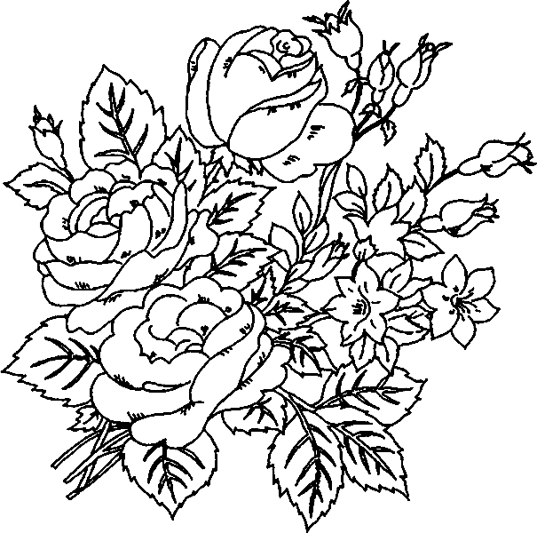 Coloriage d'un bouquet de fleurs variées dans un vase