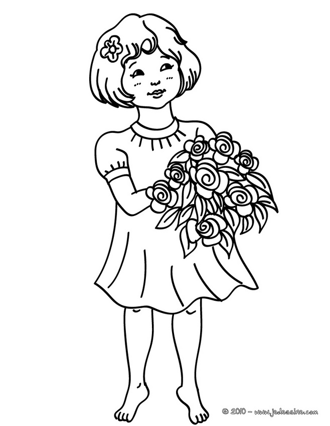 Coloriage d'un bouquet de fleurs sur fond simple