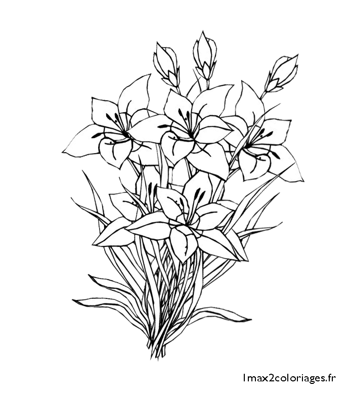 Coloriage d'un bouquet de fleurs dans un vase élégant
