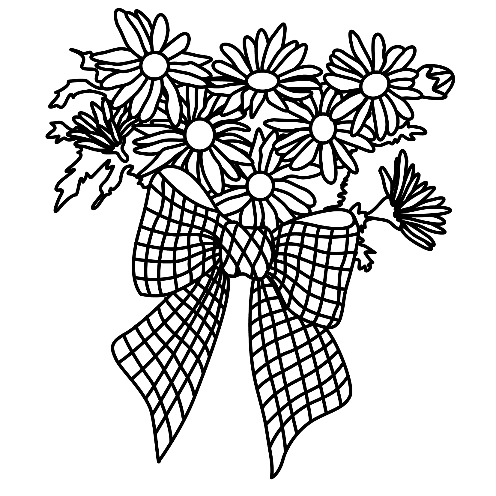 Coloriage d'un bouquet de fleurs dans un vase