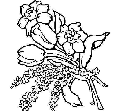 Coloriage d'un bouquet de fleurs vibrant et élégant