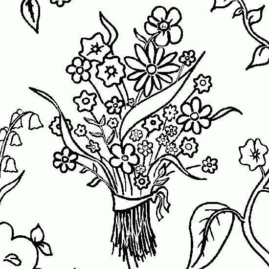 Coloriage d'un bouquet de fleurs dans un vase