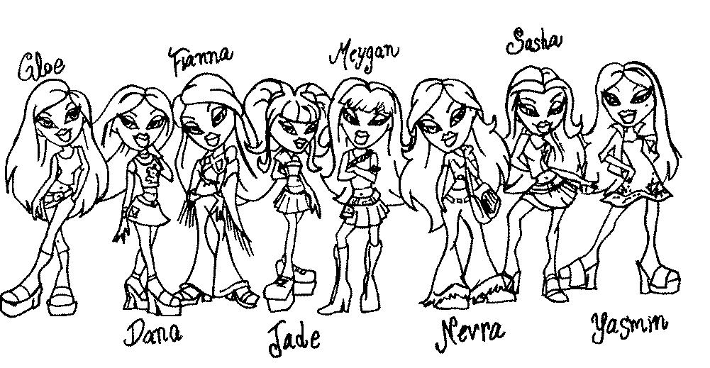 Coloriage d'une poupée Bratz stylée en pleine pose