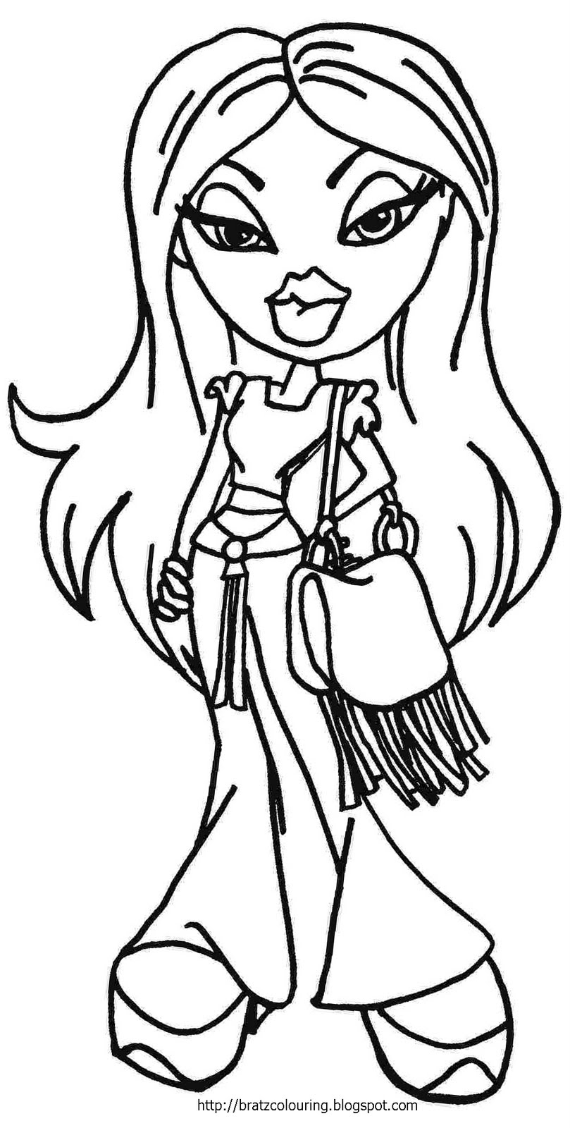Coloriage de trois Bratz en pleine activité de mode