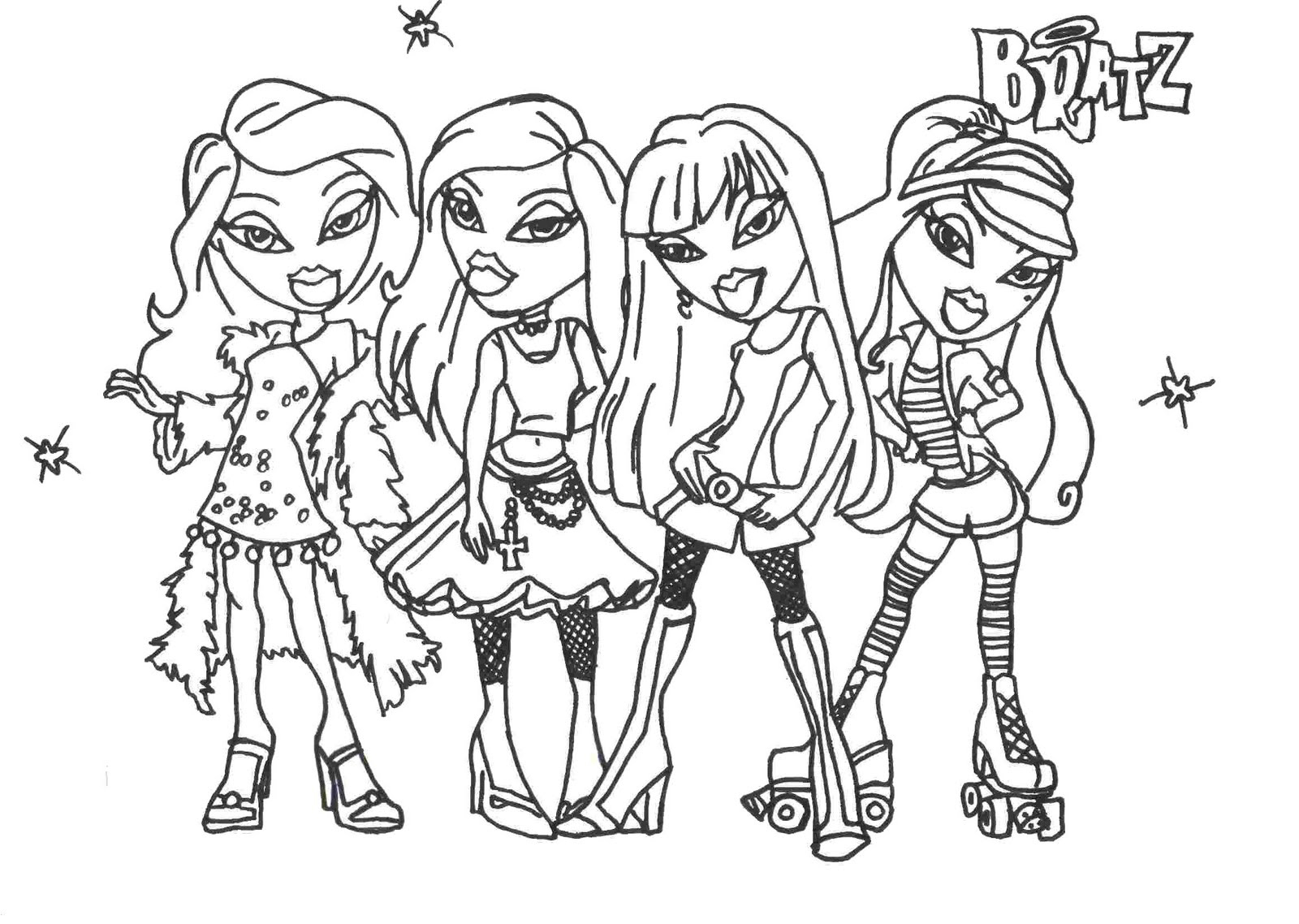 Coloriage de Bratz en pleine séance de mode
