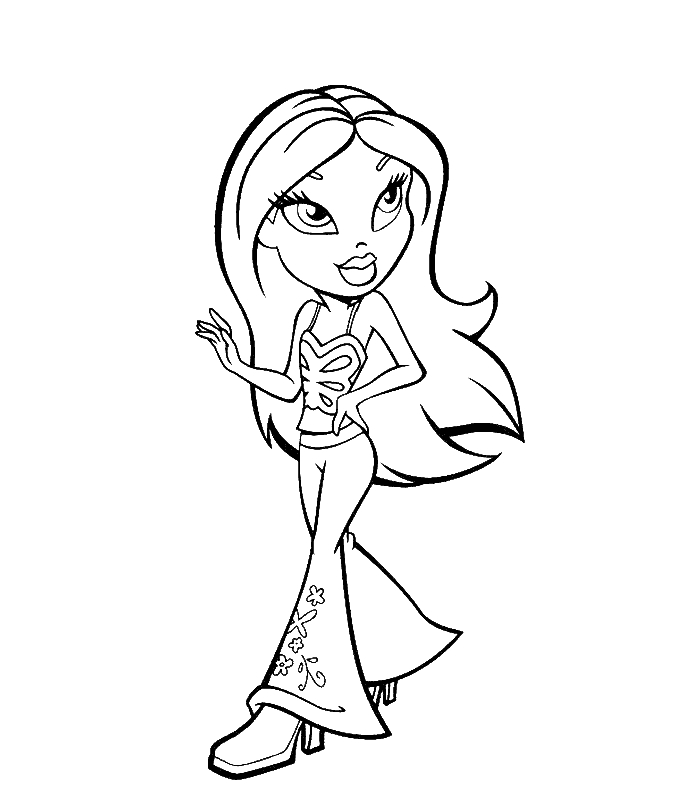 Coloriage d'une jeune fille Bratz avec un style unique