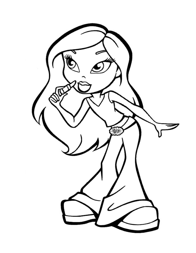 Coloriage de personnage Bratz avec accessoires de mode
