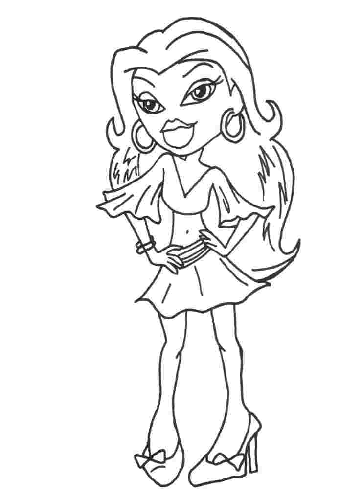 Coloriage d'une Bratz en pleine pose stylée