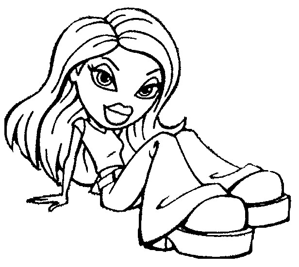 Coloriage de jeunes filles Bratz dans une pose dynamique