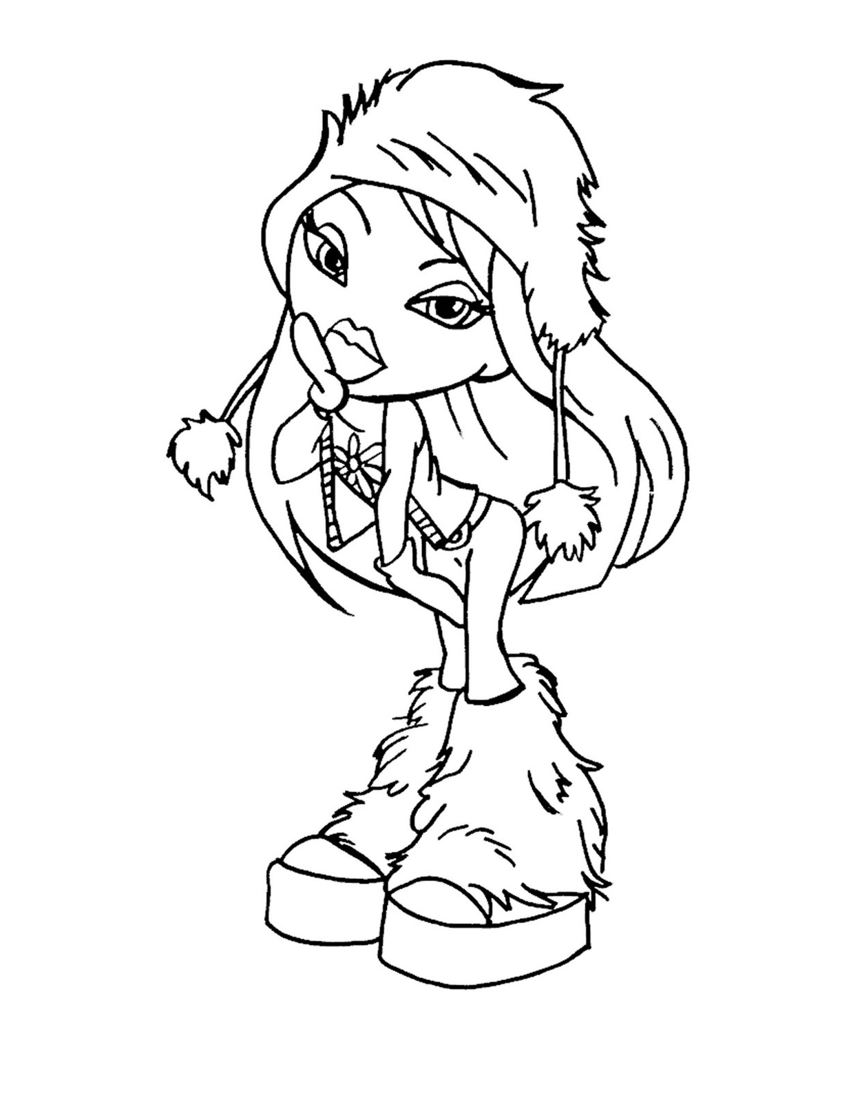 Coloriage d'une Bratz en pleine séance de mode