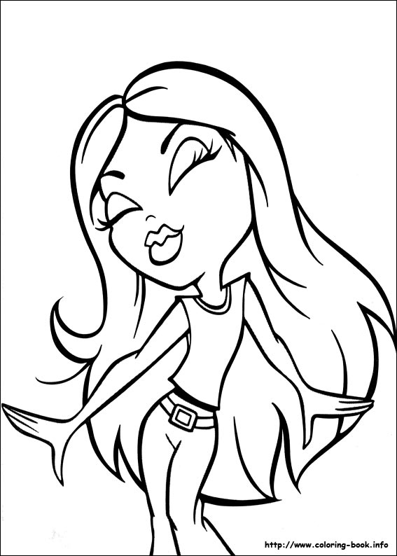 Coloriage de Bratz avec une poupée en pleine pose