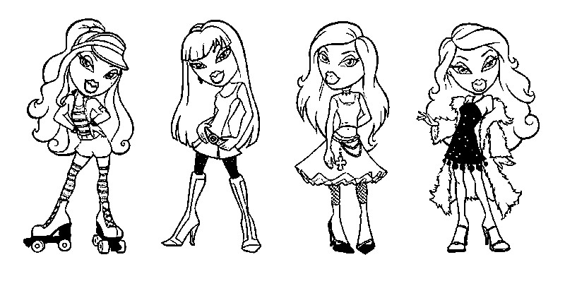 Coloriage de Bratz avec un style original et des poses expressives