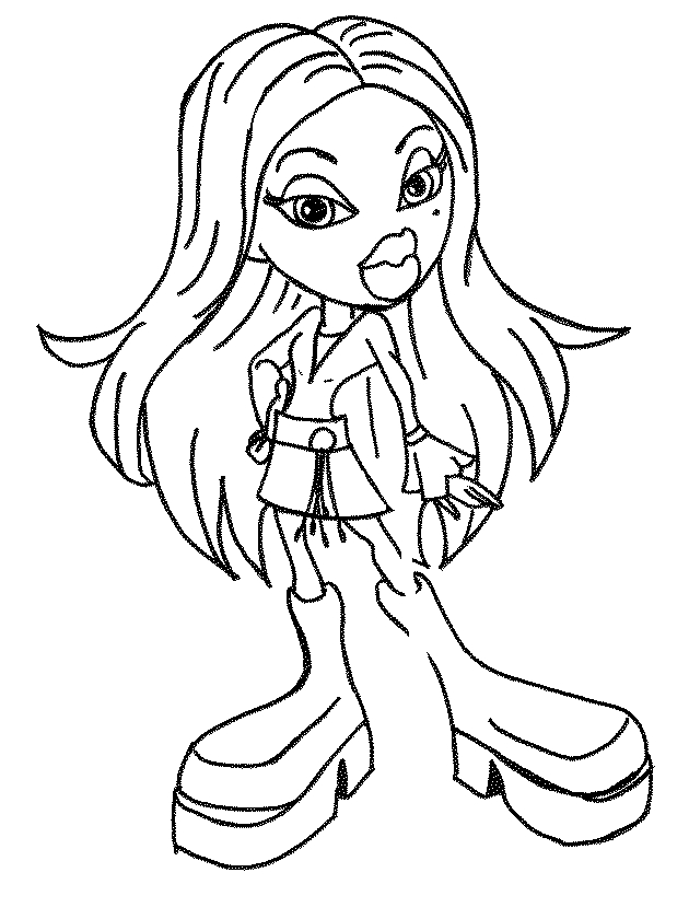 Coloriage de Bratz en pleine activité créative