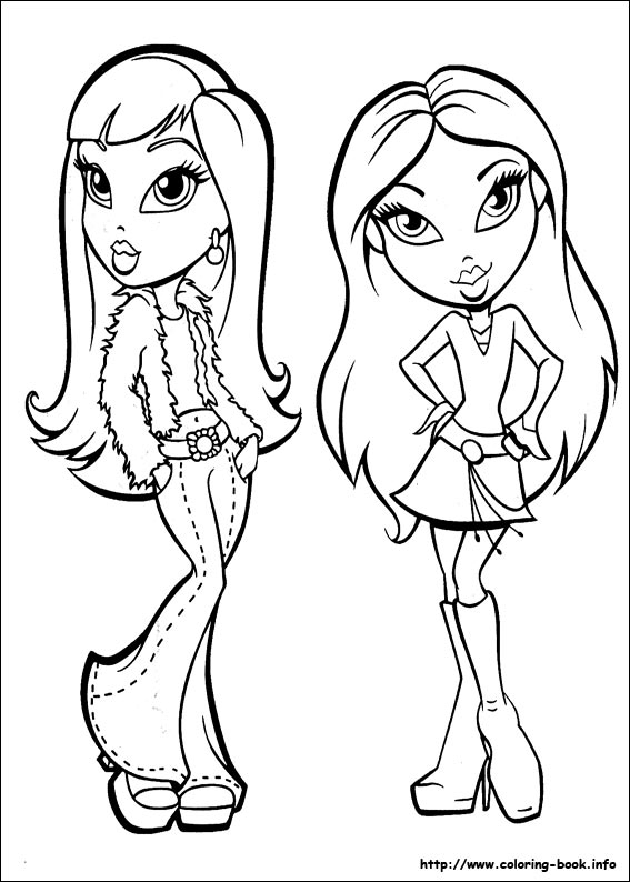Coloriage de Bratz : une jeune fille en pleine mode avec des accessoires