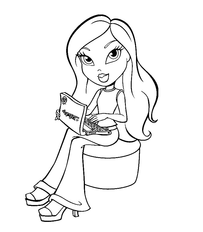 Coloriage de Bratz en mode stylé avec accessoires et attitude