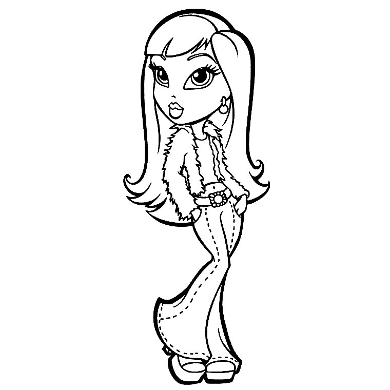 Coloriage de Bratz avec des personnages en pleine pose stylée