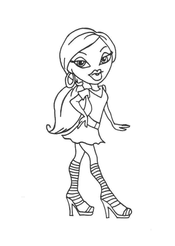Coloriage de personnages Bratz dans un décor stylisé