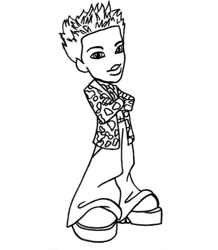 Coloriage d'une jeune fille Bratz avec des accessoires de mode