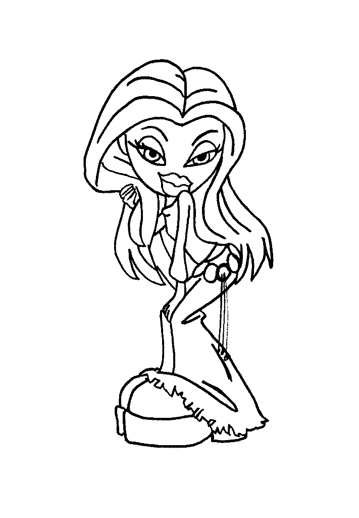 Coloriage de personnages Bratz en pleine activité de mode