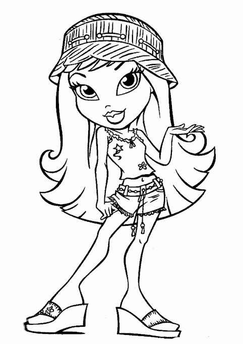 Coloriage de Bratz : une jeune fille stylée en action