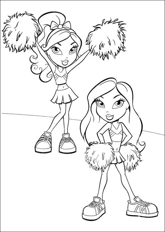 Coloriage de Bratz en pleine activité de mode avec des accessoires
