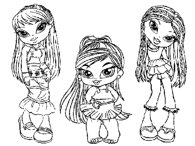 Coloriage de Bratz : un moment de camaraderie autour de la mode