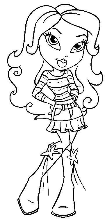 Coloriage de Bratz en pleine séance de mode