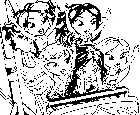 Coloriage de Bratz en pleine séance de mode
