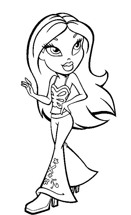 Coloriage d'une Bratz en pleine pose stylée