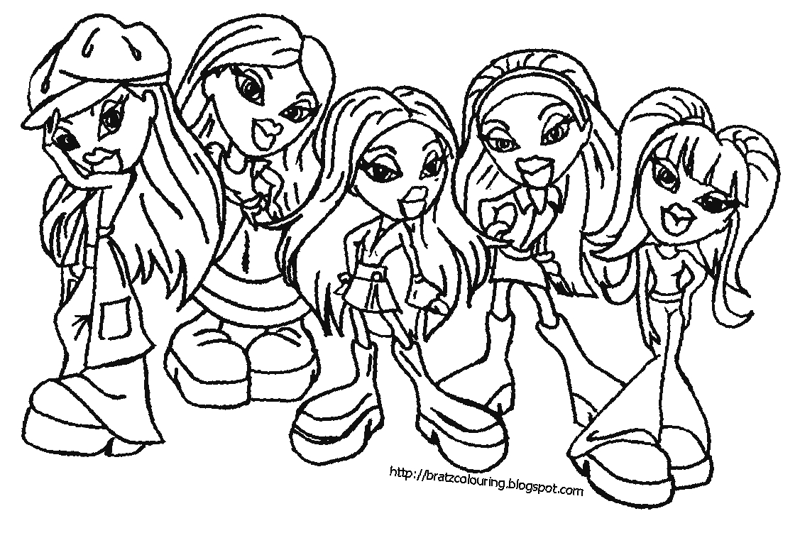 Coloriage de Bratz en pleine pose avec des accessoires