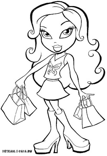Coloriage de Bratz avec une jeune fille posant en mode fashion