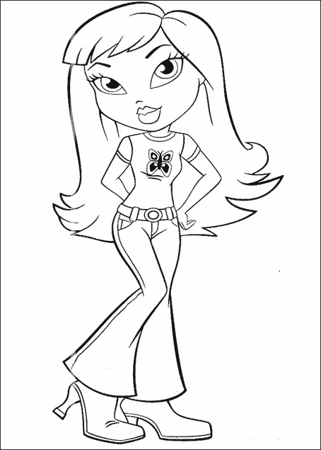 Coloriage de Bratz : quatre amies stylées en pleine séance de mode