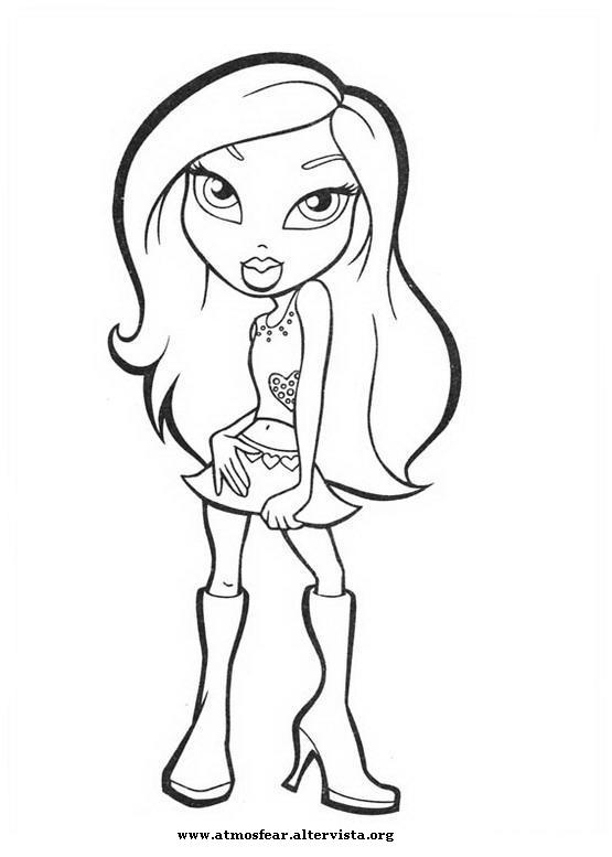 Coloriage de Bratz en pleine séance de mode dans un décor stylé