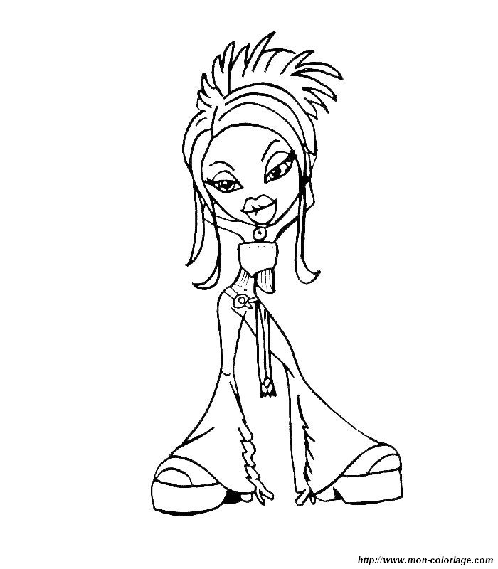 Coloriage d'une jeune fille Bratz en pose stylée