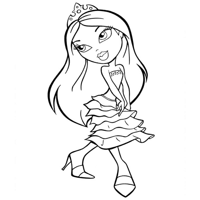 Coloriage d'une jeune fille Bratz en pose stylée