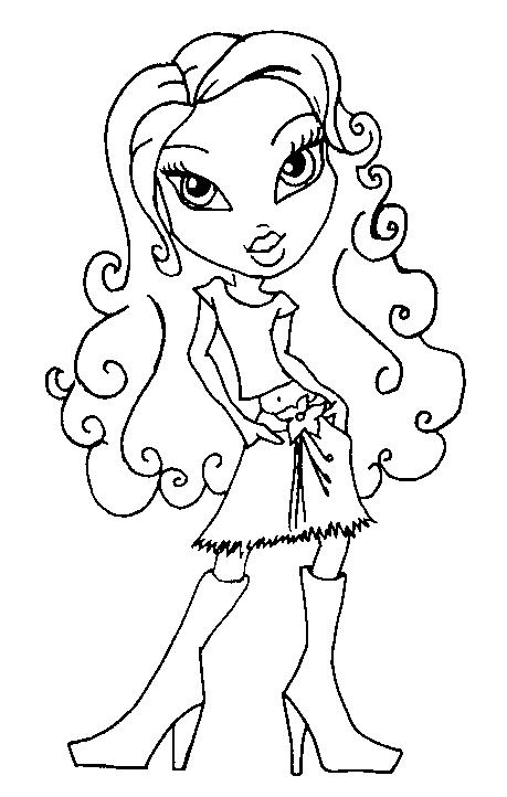 Coloriage de Bratz en mode fashion avec accessoires