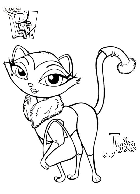 Coloriage de Bratz avec un personnage en mode tendance dans un décor stylisé