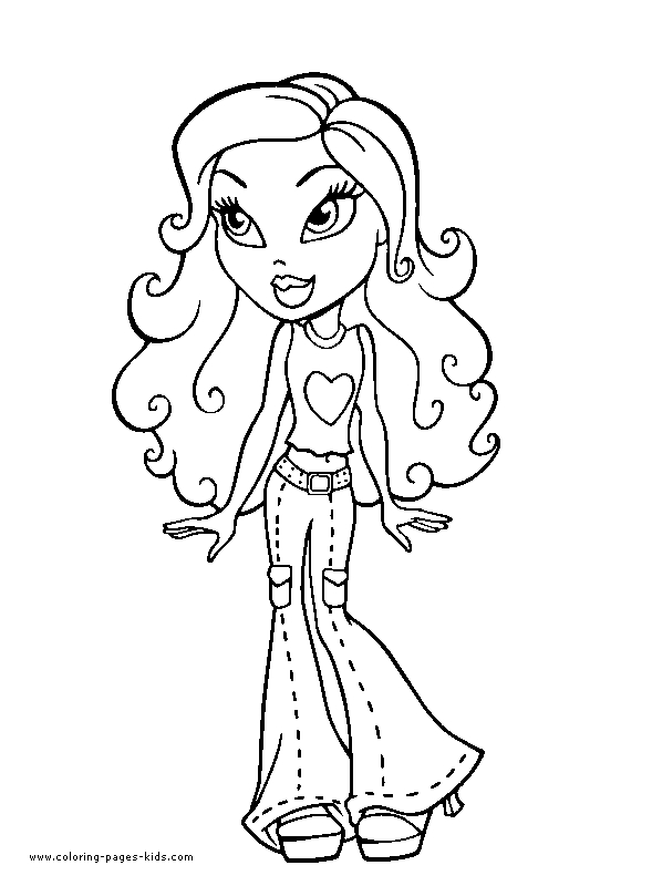 Coloriage de Bratz en pleine mode avec des accessoires
