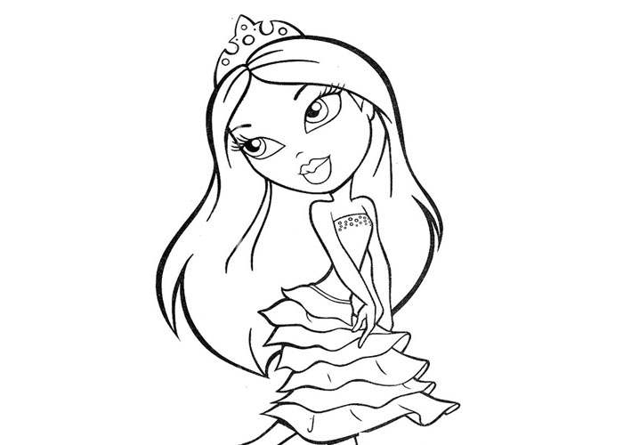 Coloriage de Bratz avec des poupées en pleine pose stylée