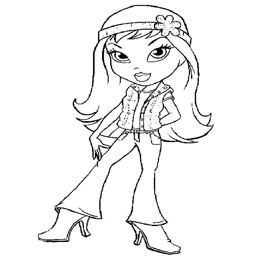 Un coloriage de Bratz en pleine activité de mode