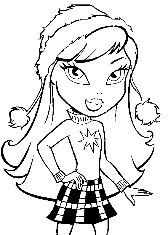 Coloriage de Bratz avec une pose stylée dans un décor moderne