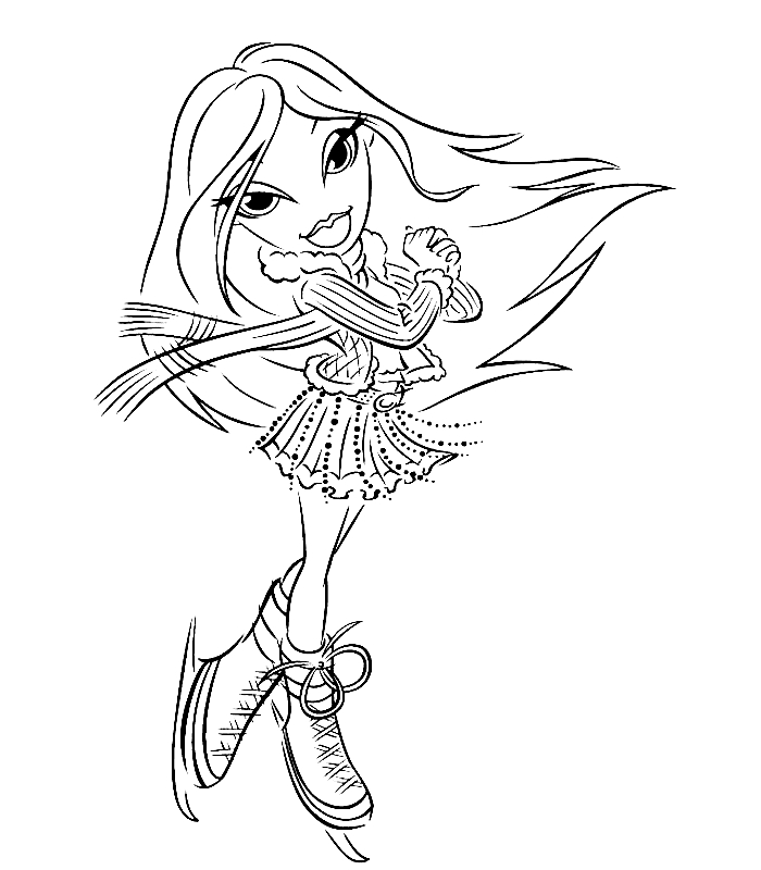 Coloriage de Bratz avec des personnages féminins stylés en mode décontracté
