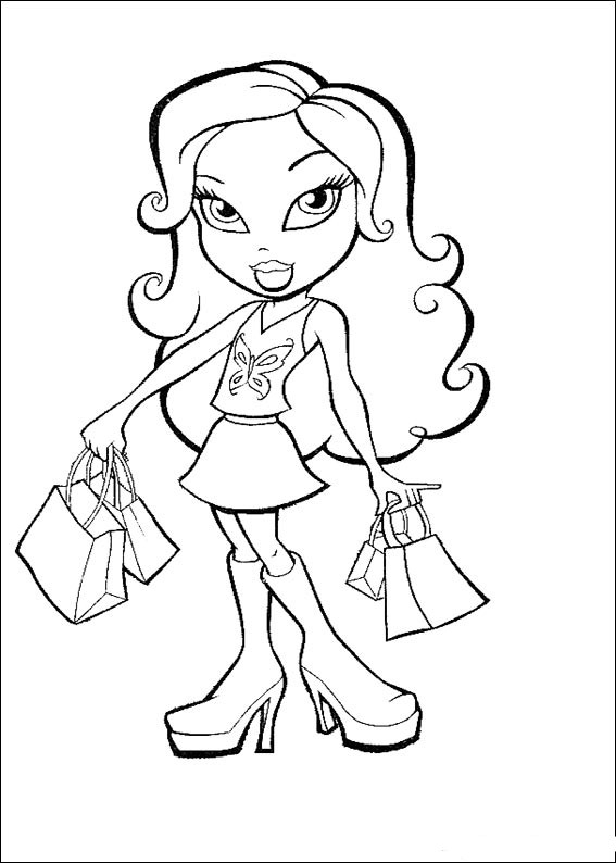 Coloriage de Bratz avec des personnages stylés en pleine pose