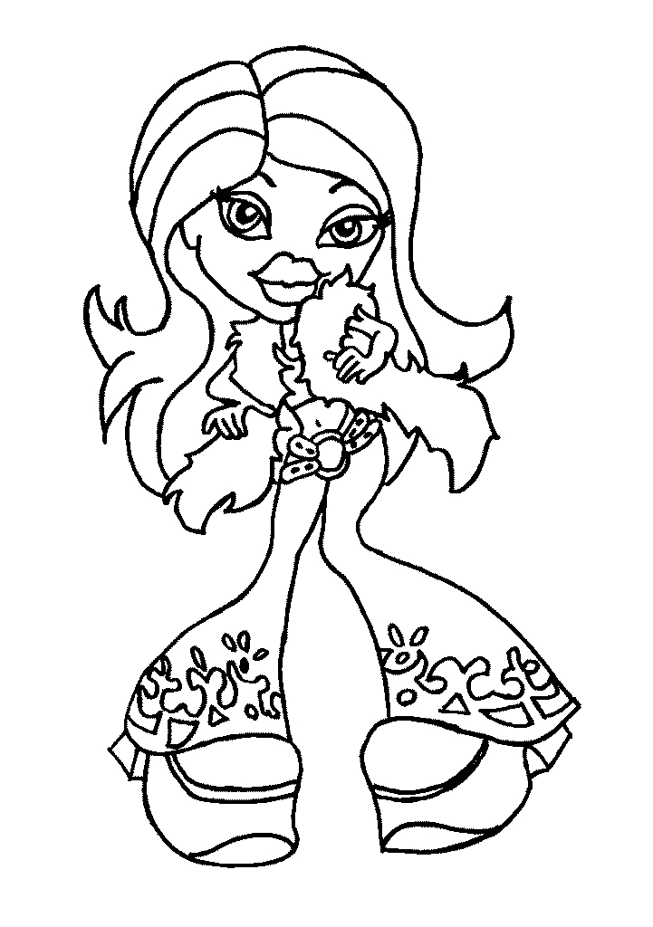 Coloriage de Bratz en pleine séance de mode